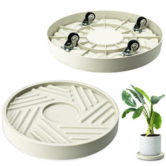 REDHUGO beige plant caddy front view showing minimalist style and easy mobility