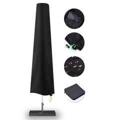REDRICH front view of black umbrella cover showing full fit and protection