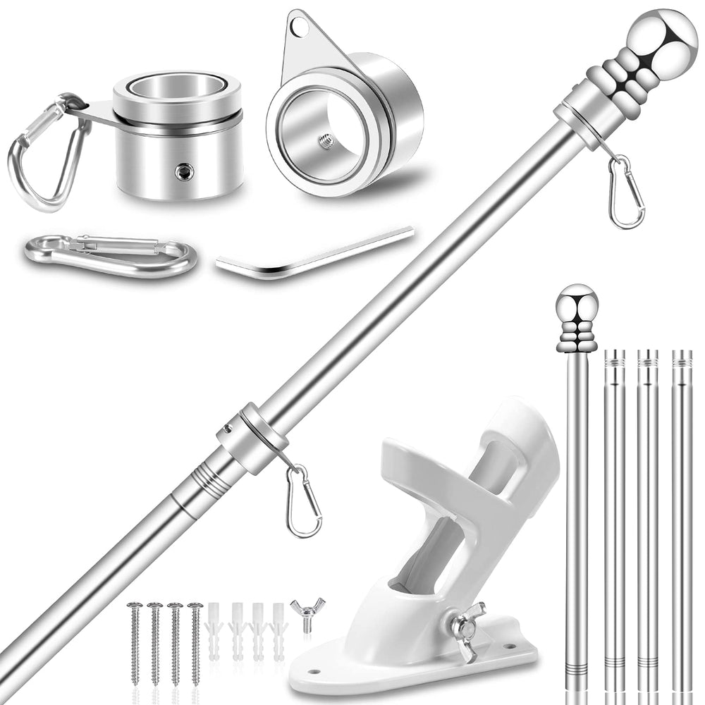 REERON flag pole front view shows durable stainless steel and easy setup