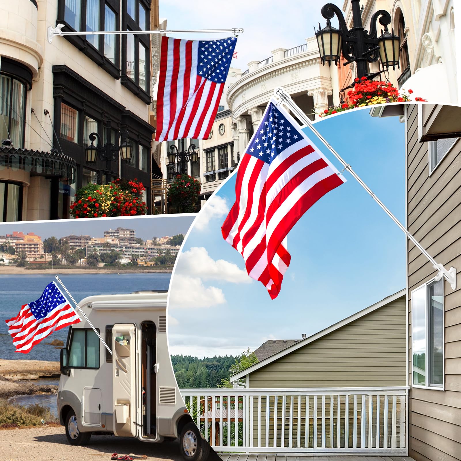 REERON pole beside 3x5 flag illustrating correct size fit