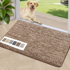 REFETONE front-facing door mat showing full coffee brown design and benefits