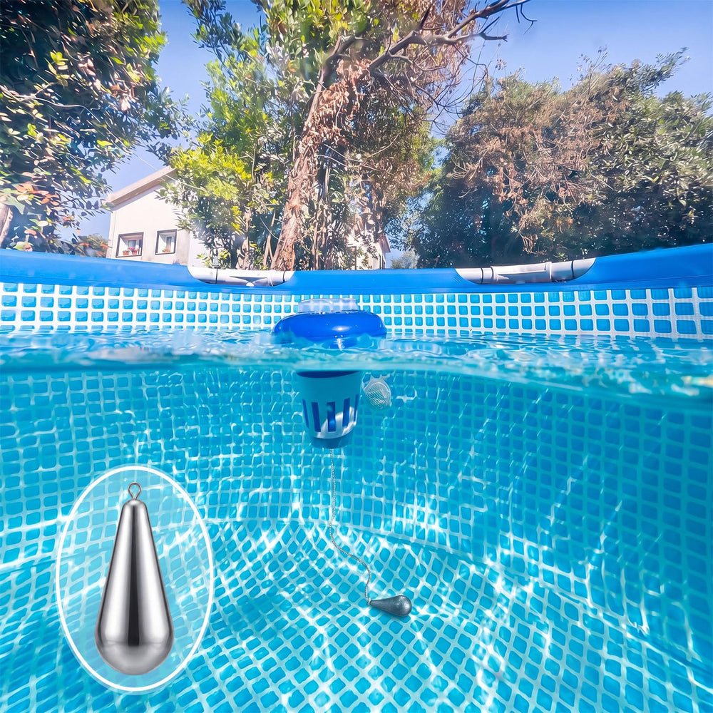 Relaxweex anchors stabilizing floats at a backyard pool party for relaxed entertaining