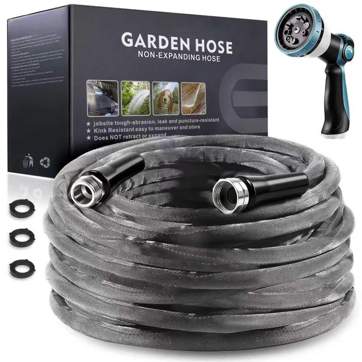 Relxitl front view of 50ft hose showing lightweight design and benefits