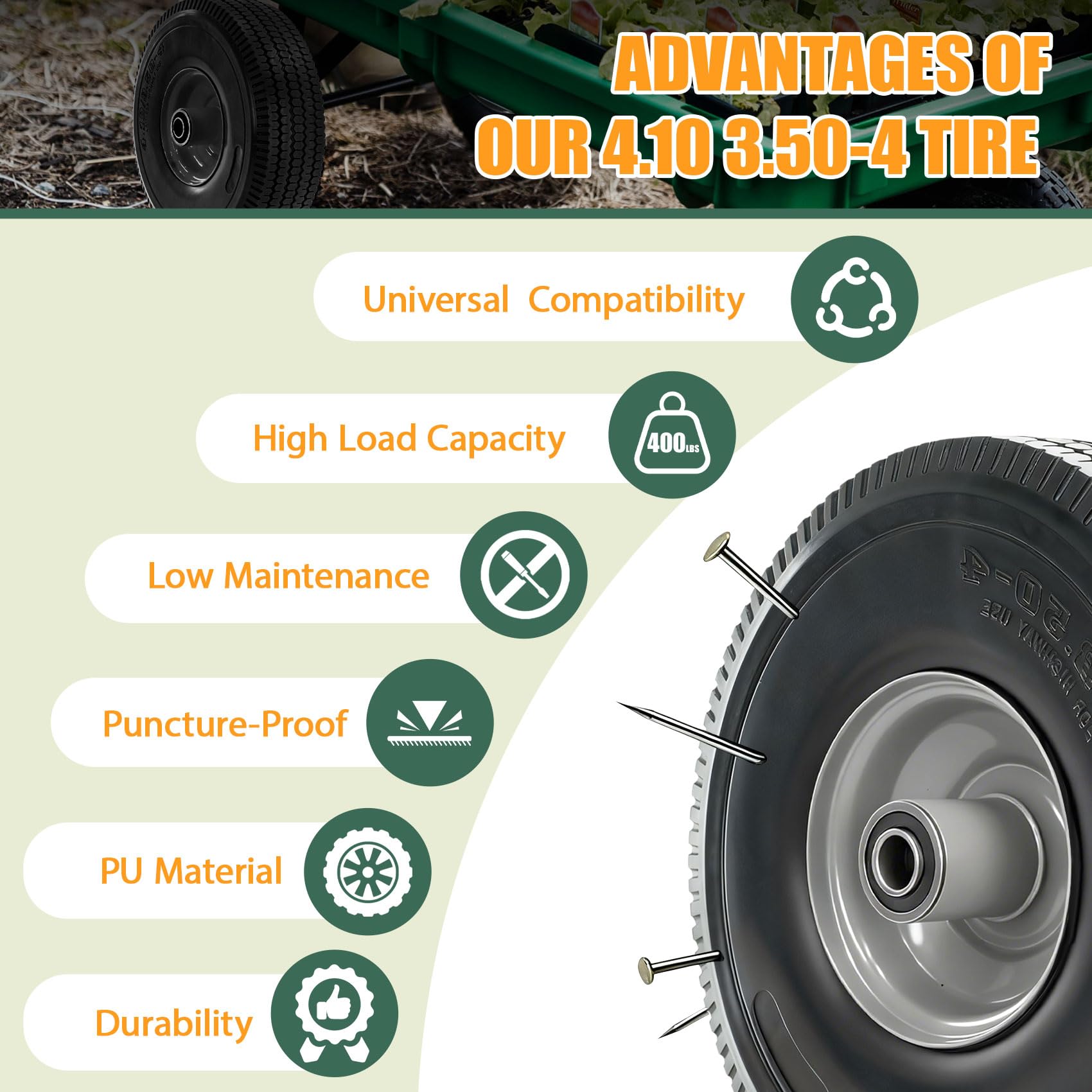 RETOTLA wheel mounted on a hand truck demonstrating smooth, maintenance-free operation