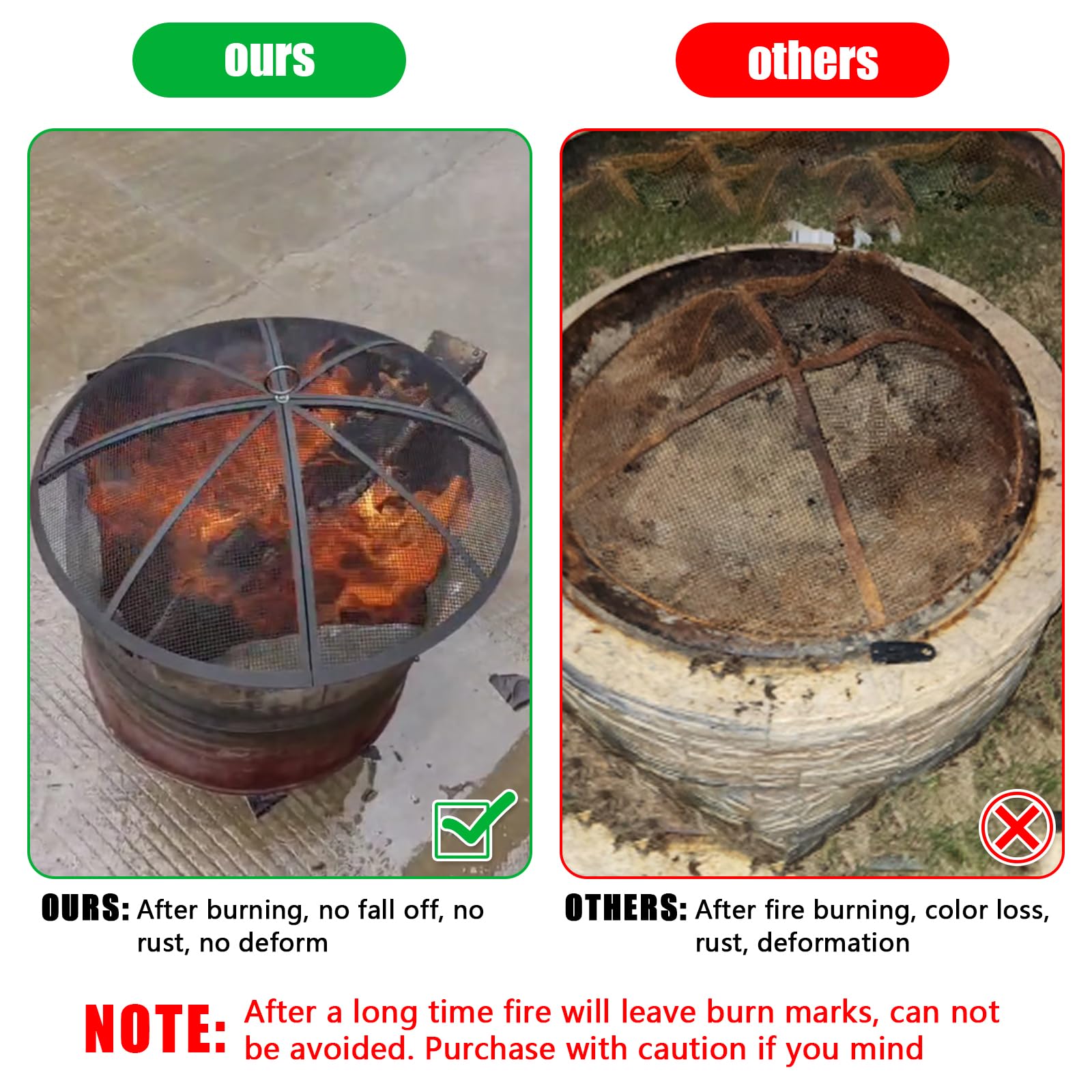 RGJ side profile installed on fire pit demonstrating secure fit and containment