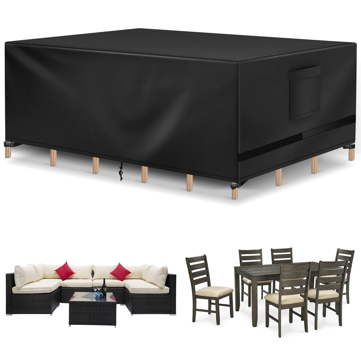 Richwon front view of cover protecting patio set against weather