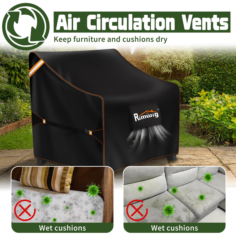 Rimwig covered chair on patio demonstrating protection and neat look