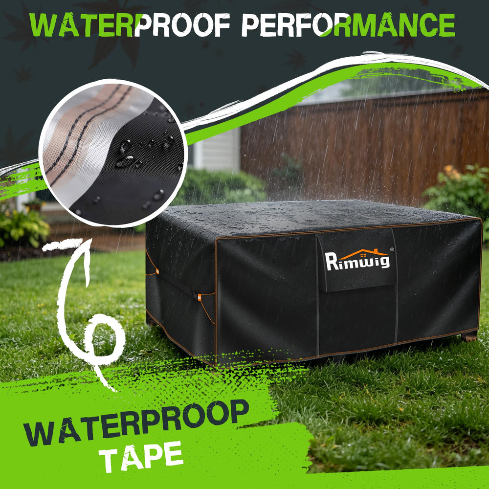 Rimwig corner adhesive tape and triangular strap secures cover in wind