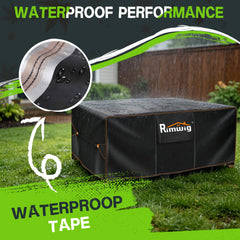 Rimwig corner adhesive tape and triangular strap secures cover in wind