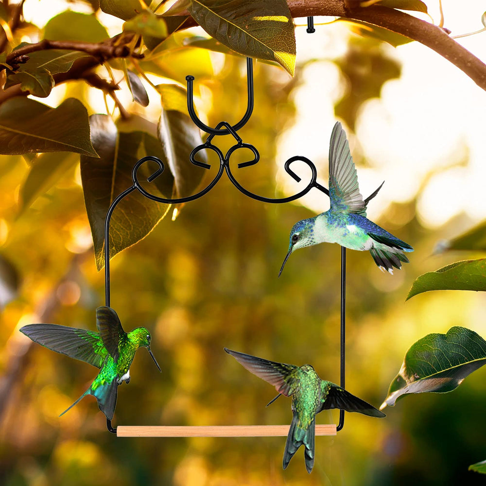 Ripeng swing in garden showing easy placement near flowers for feeding