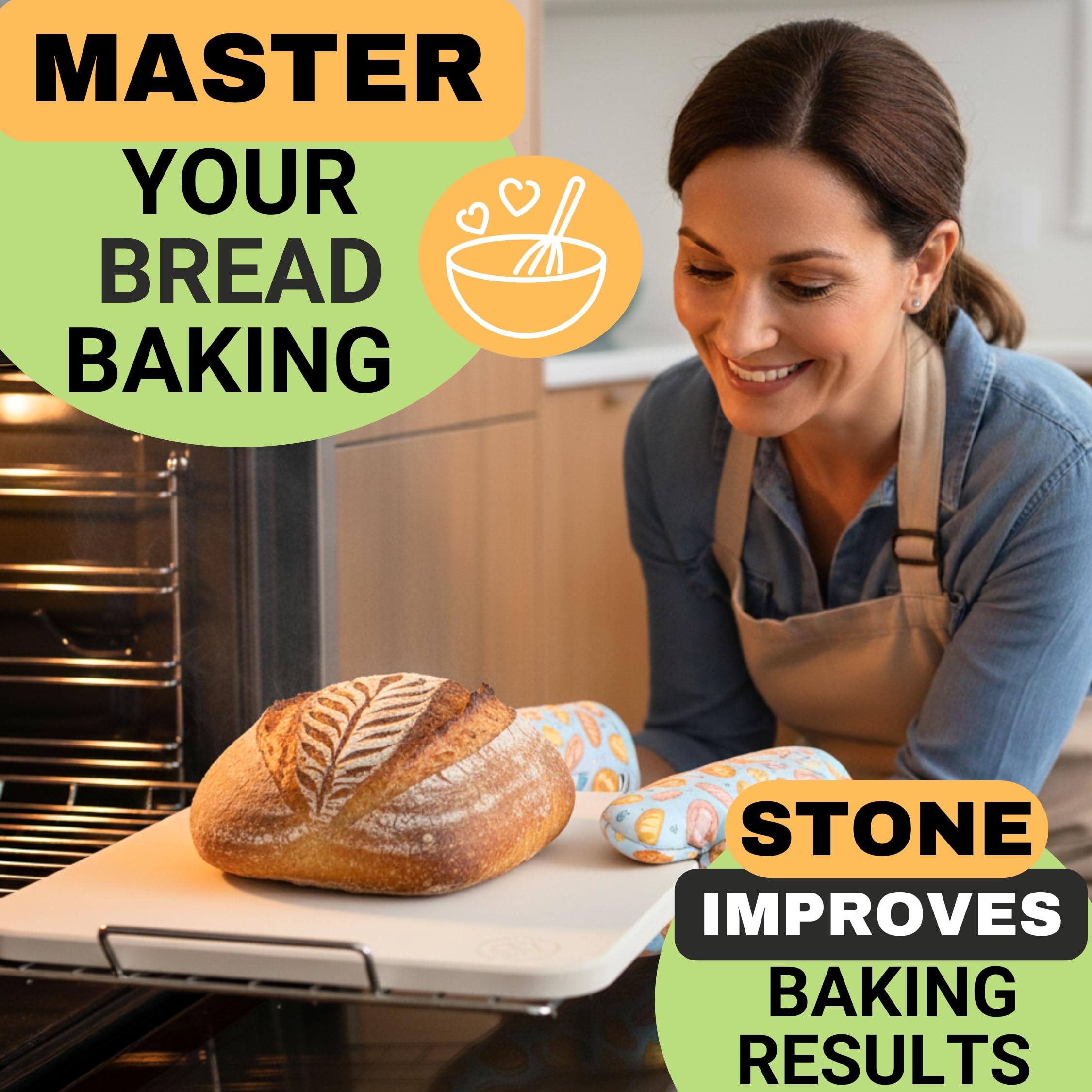 Ritual Life pizza stone in oven with pizza baking for crisp crusts