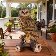 RKGOMDMU owl placed on porch demonstrating decorative use and welcoming look