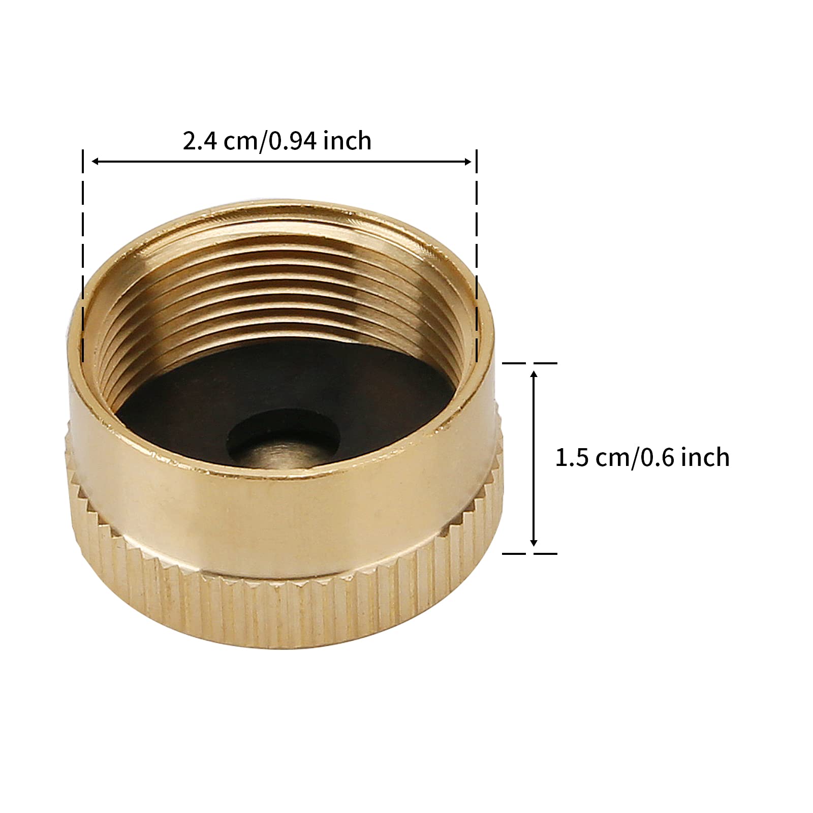 Roastove close-up of brass threads demonstrating precise fit for 1 lb tanks