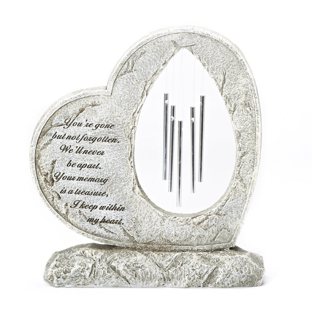 Roman memorial heart front view with inscription and calming chimes