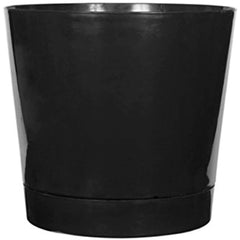 Root & Vessel glossy black pot front view shows modern shape and stability benefit
