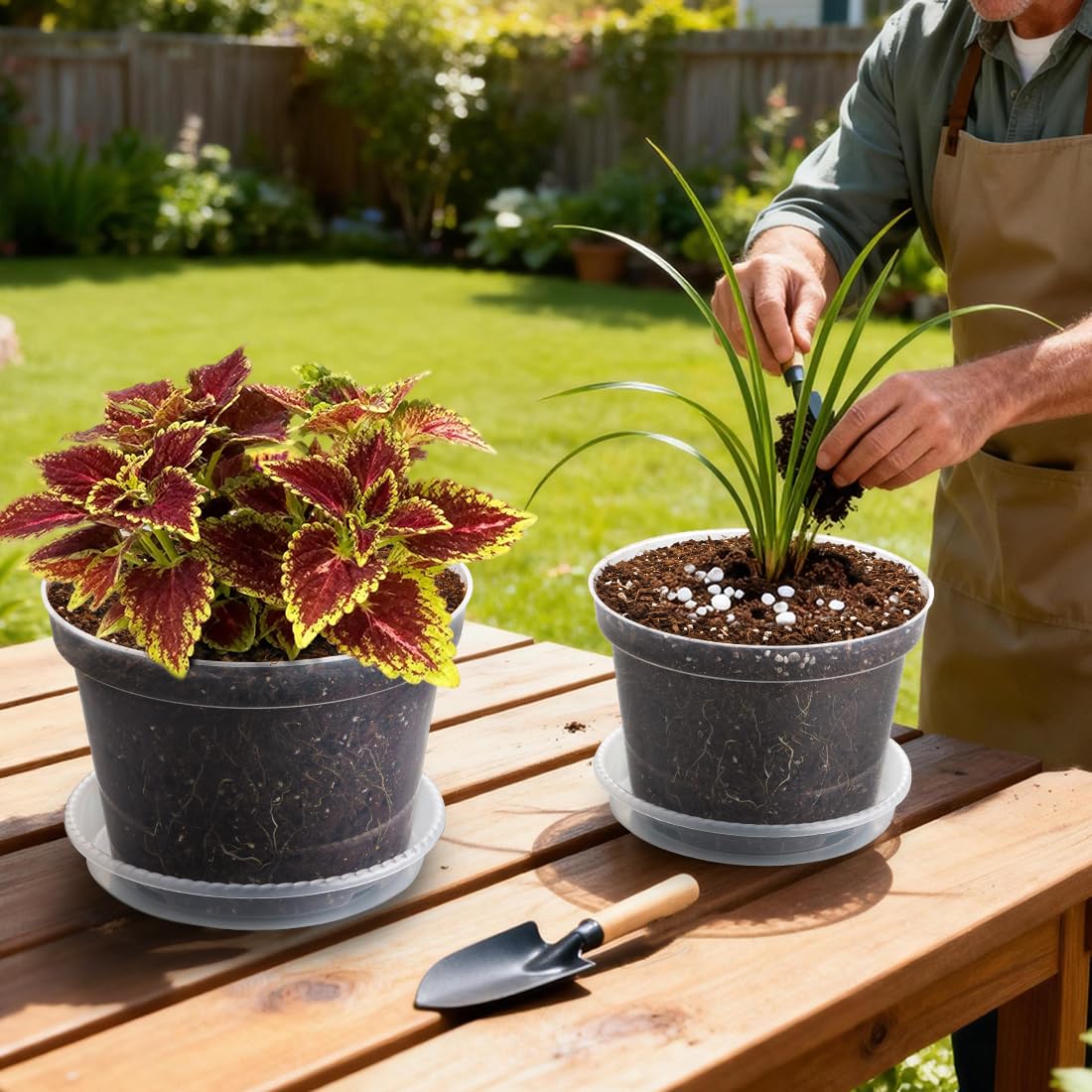 RooTrimmer pots styled in indoor setting for attractive, tidy plant displays