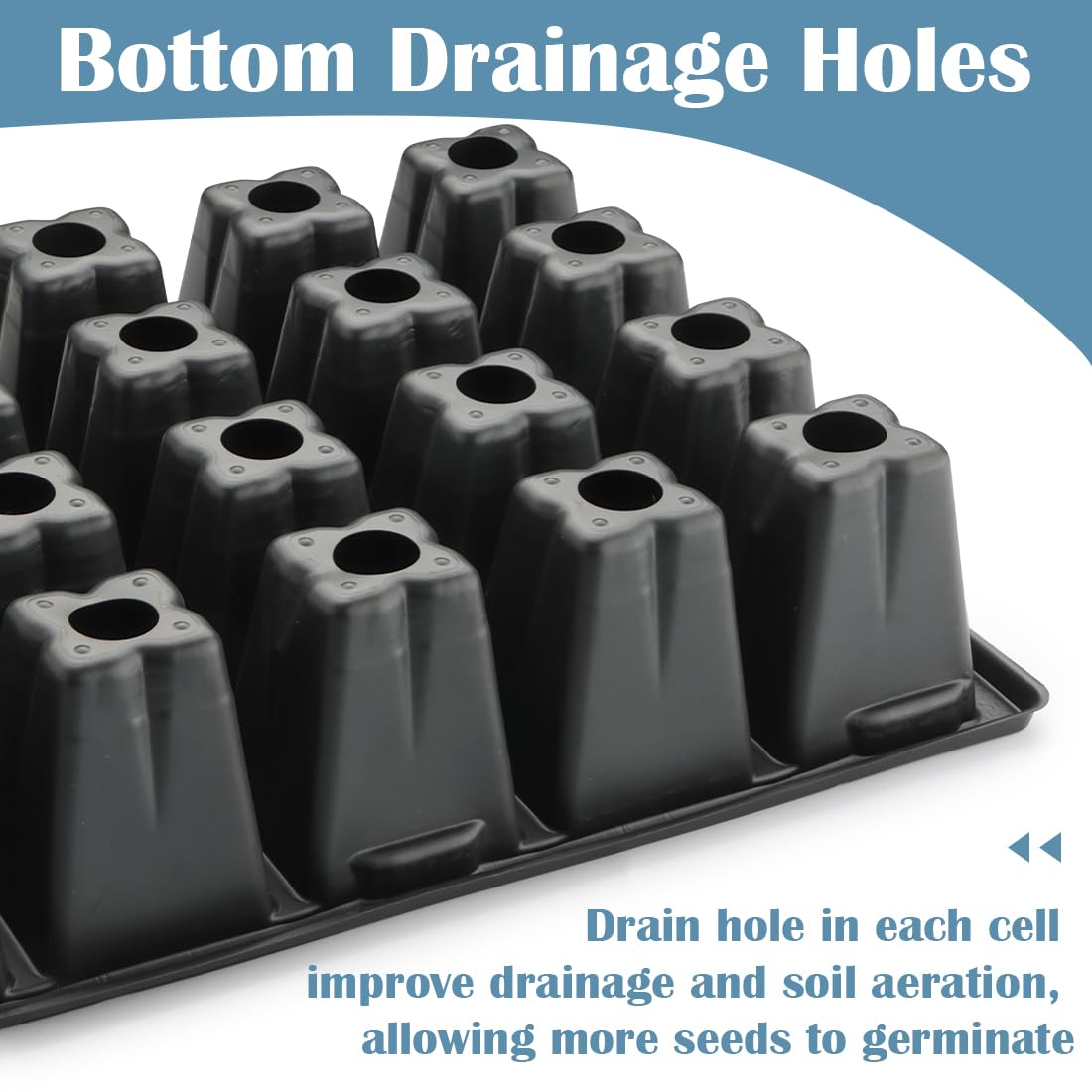 RooTrimmer plug tray with healthy seedlings, demonstrating consistent growth and spacing