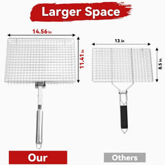 RTT close-up of stainless mesh highlighting secure holes for even heat and no food loss