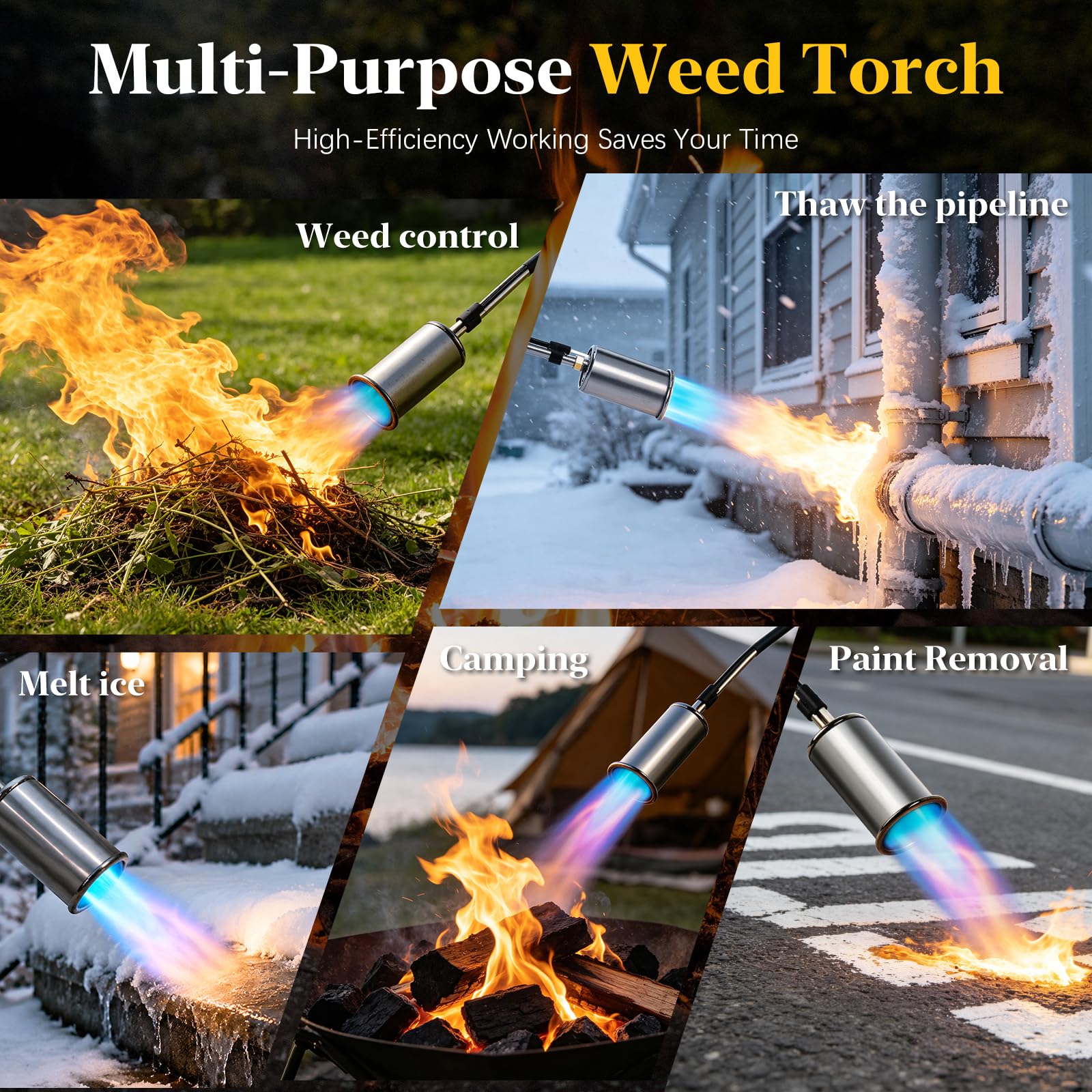 RUBDARK torch attached to a standard propane tank for compatibility