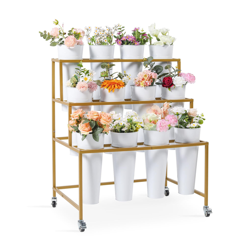 Ruifabo front view of golden flower cart showcasing elegant display