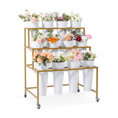 Ruifabo front view of golden flower cart showcasing elegant display