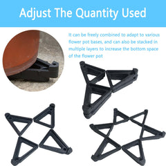 Ruinuonice pot feet arranged diagonally under a large pot to demonstrate enhanced stability