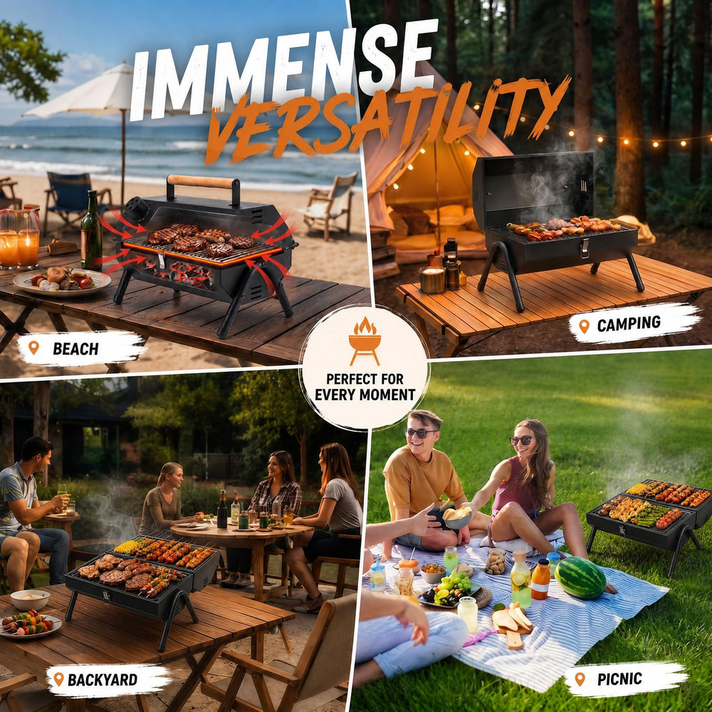 Run Jee in-use at campsite lakeside showing outdoor cooking convenience