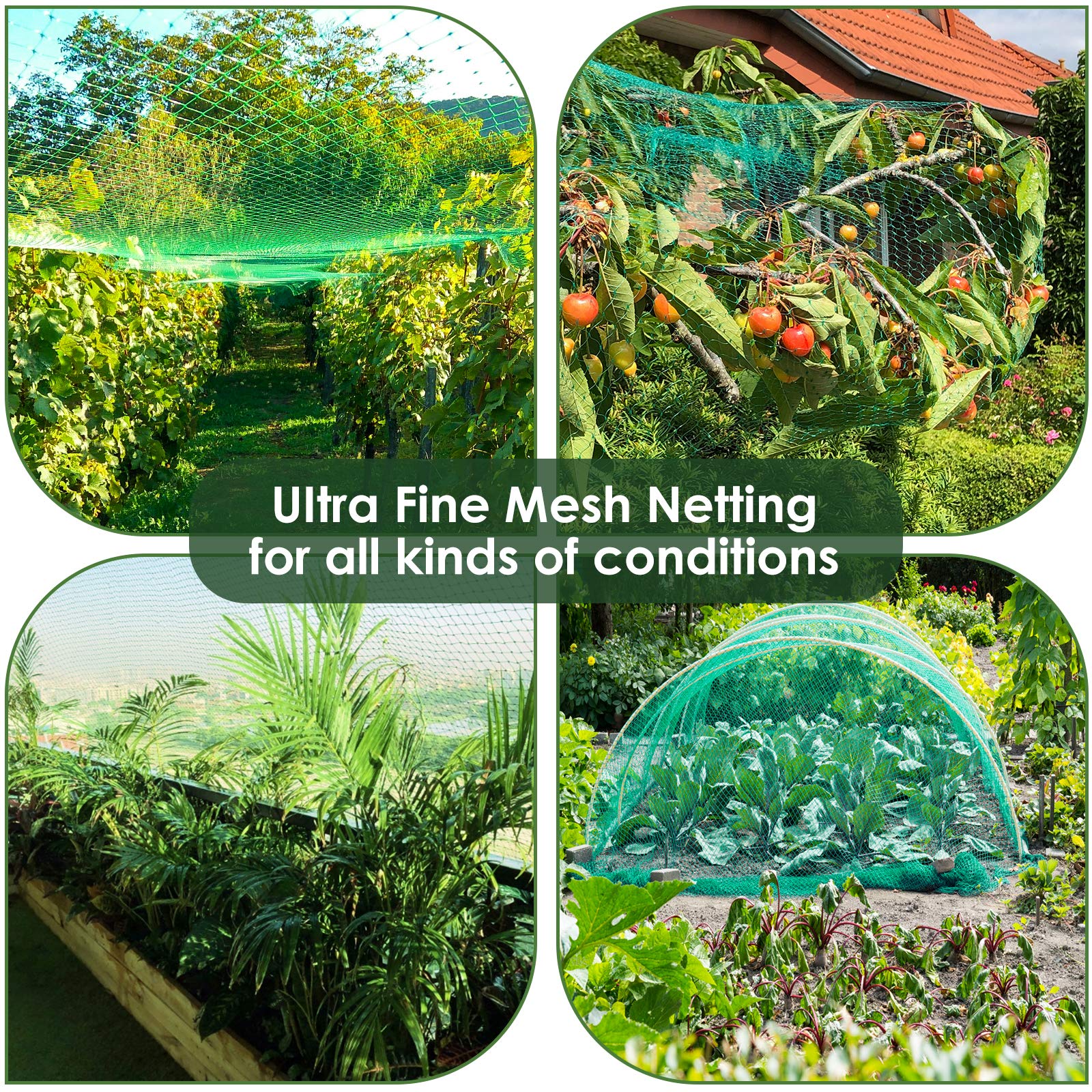 Ruolan netting attached to a garden stake showing easy secure installation