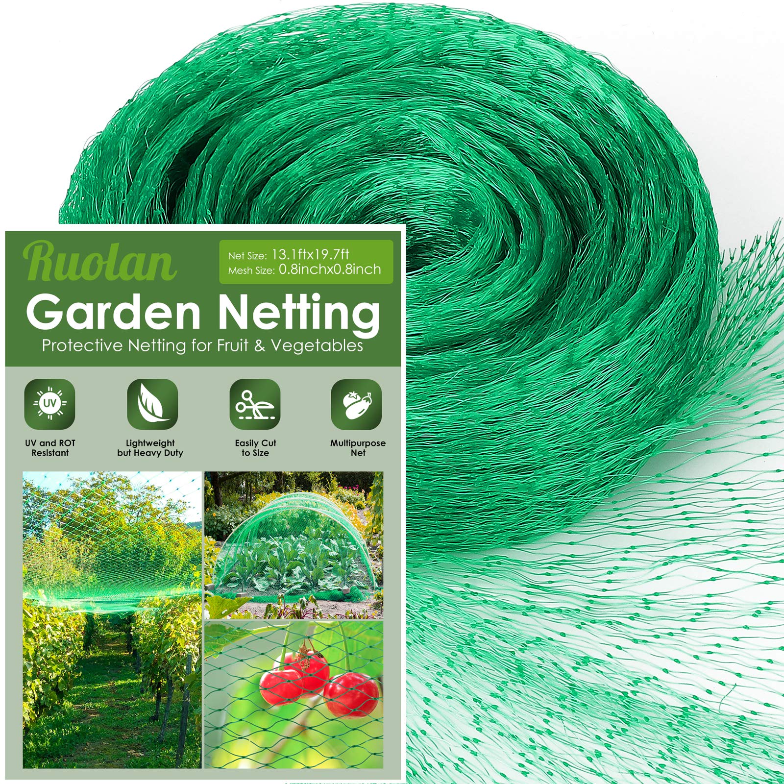 Ruolan front view of packaged 13x20ft netting showing ready-to-install protection