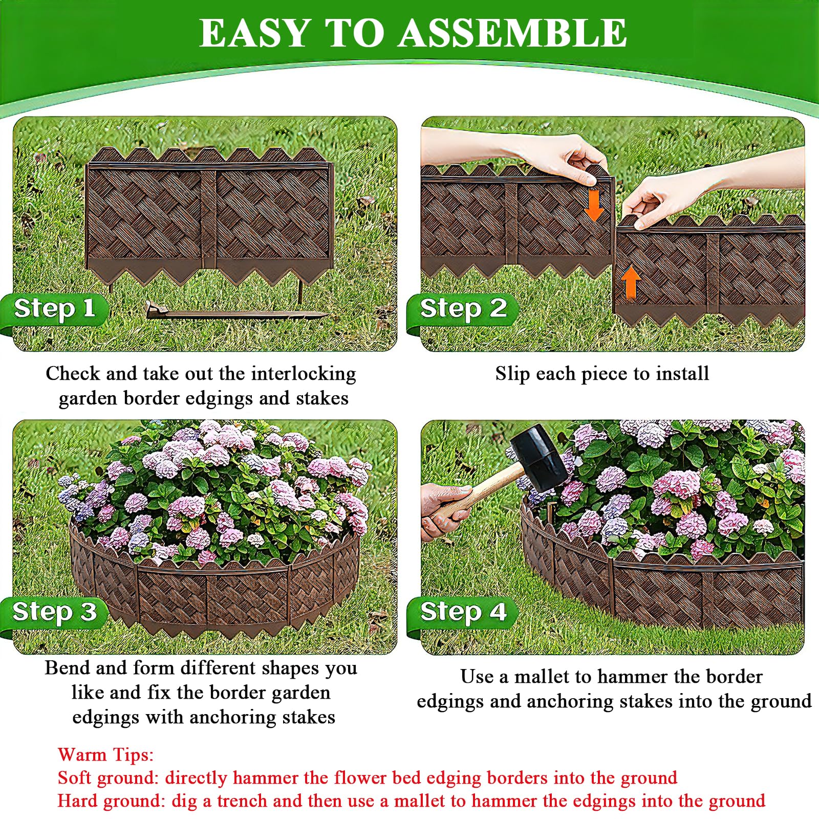 Ruppence before-and-after flower bed edge demonstrating neat containment