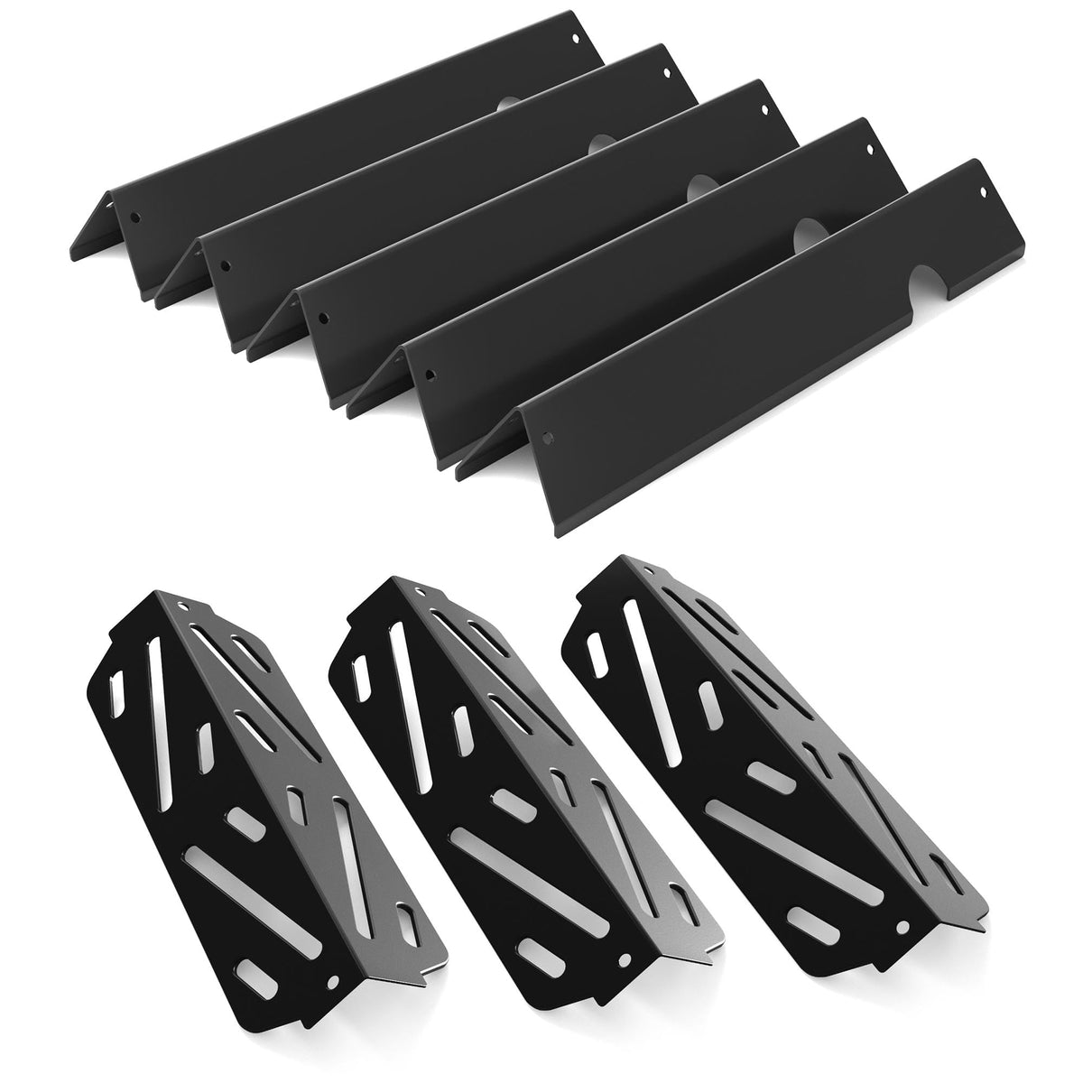 Rushare front view of replacement flavorizer bars and deflectors showing kit layout and finish benefits
