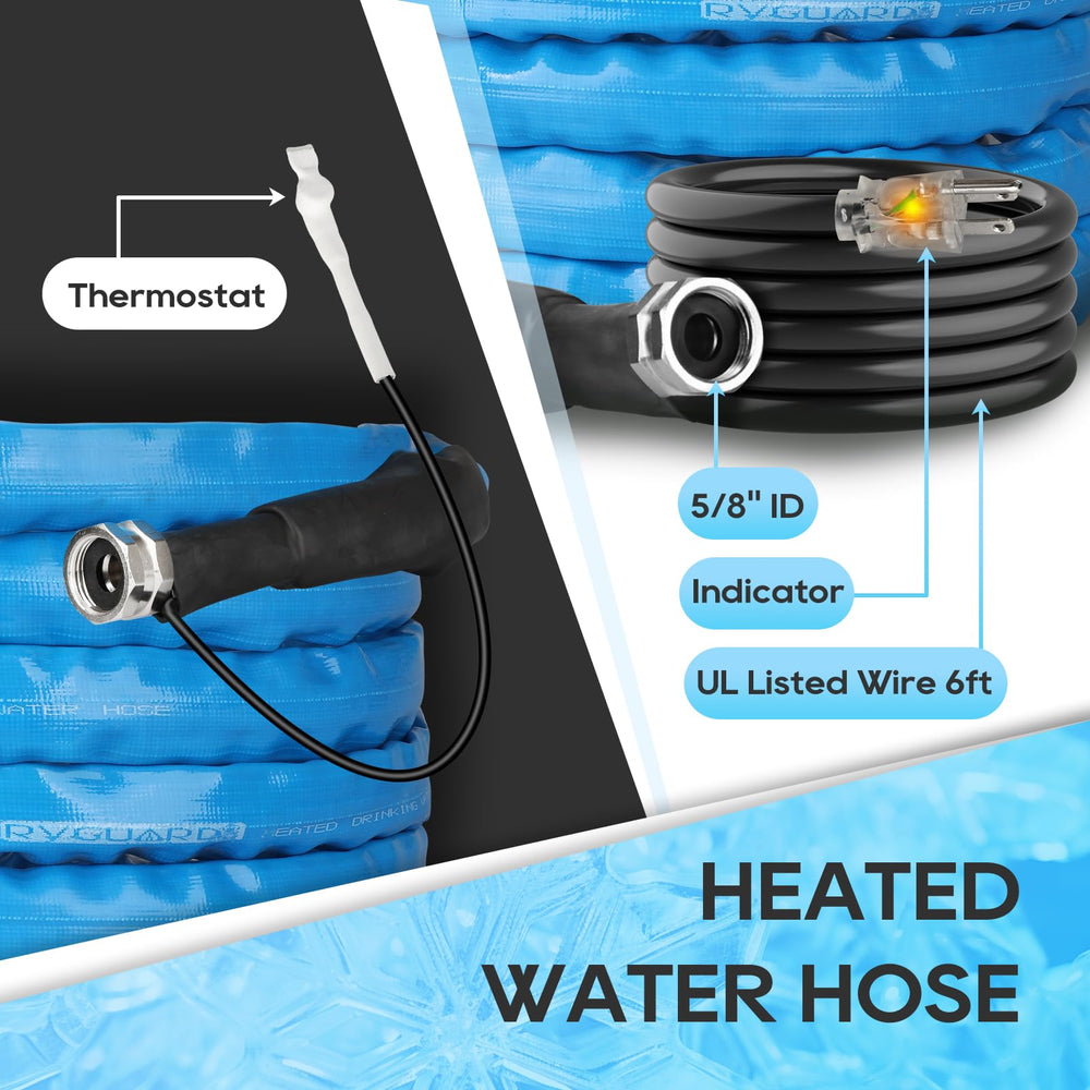 RVGUARD hose laid in snow demonstrating cold-weather durability