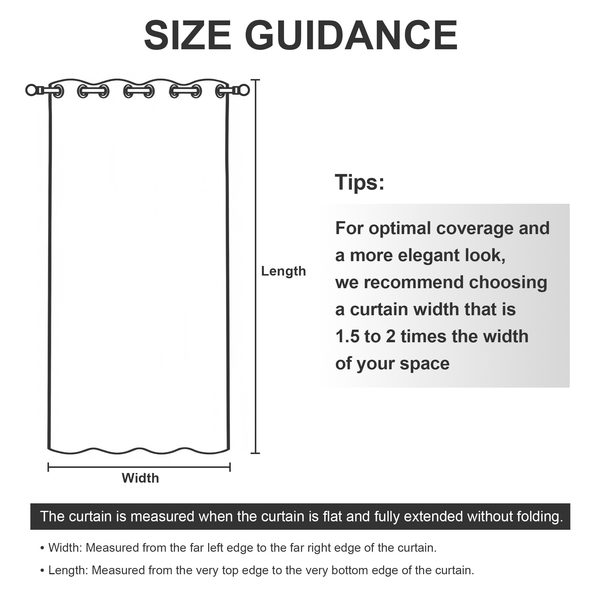 RYB HOME curtain next to chair showing scale for sizing guidance