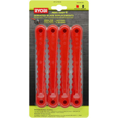 RYOBI front packaging showing 8-pack blades and clear part identity for quick replacement