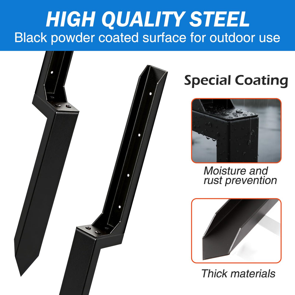 RZGY side profile of L-shaped bracket showing firm post grip and load transfer