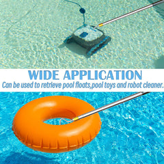 Sadoia extended pole reaching into skimmer during real-use cleanup
