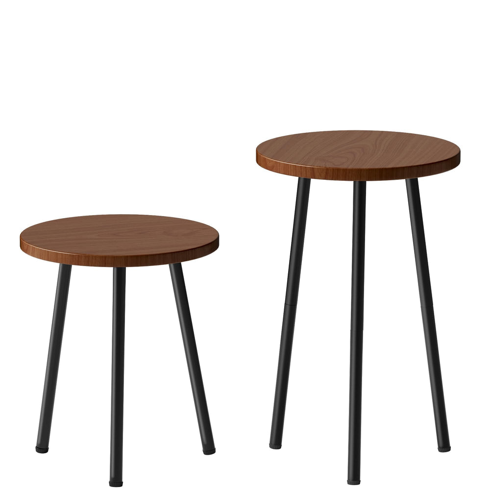 SAKSUN front view of both round plant stands showing layered styling benefit