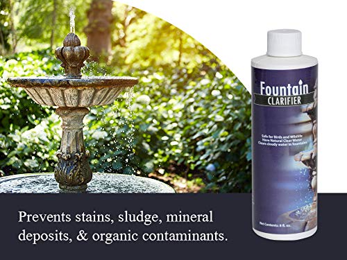 Sanco Industries clarifier being added to a garden fountain, improves water clarity