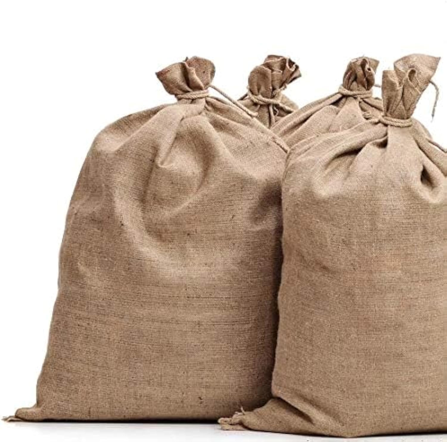 Sandbaggy front packaging showing pack of ten biodegradable burlap bags benefits durability