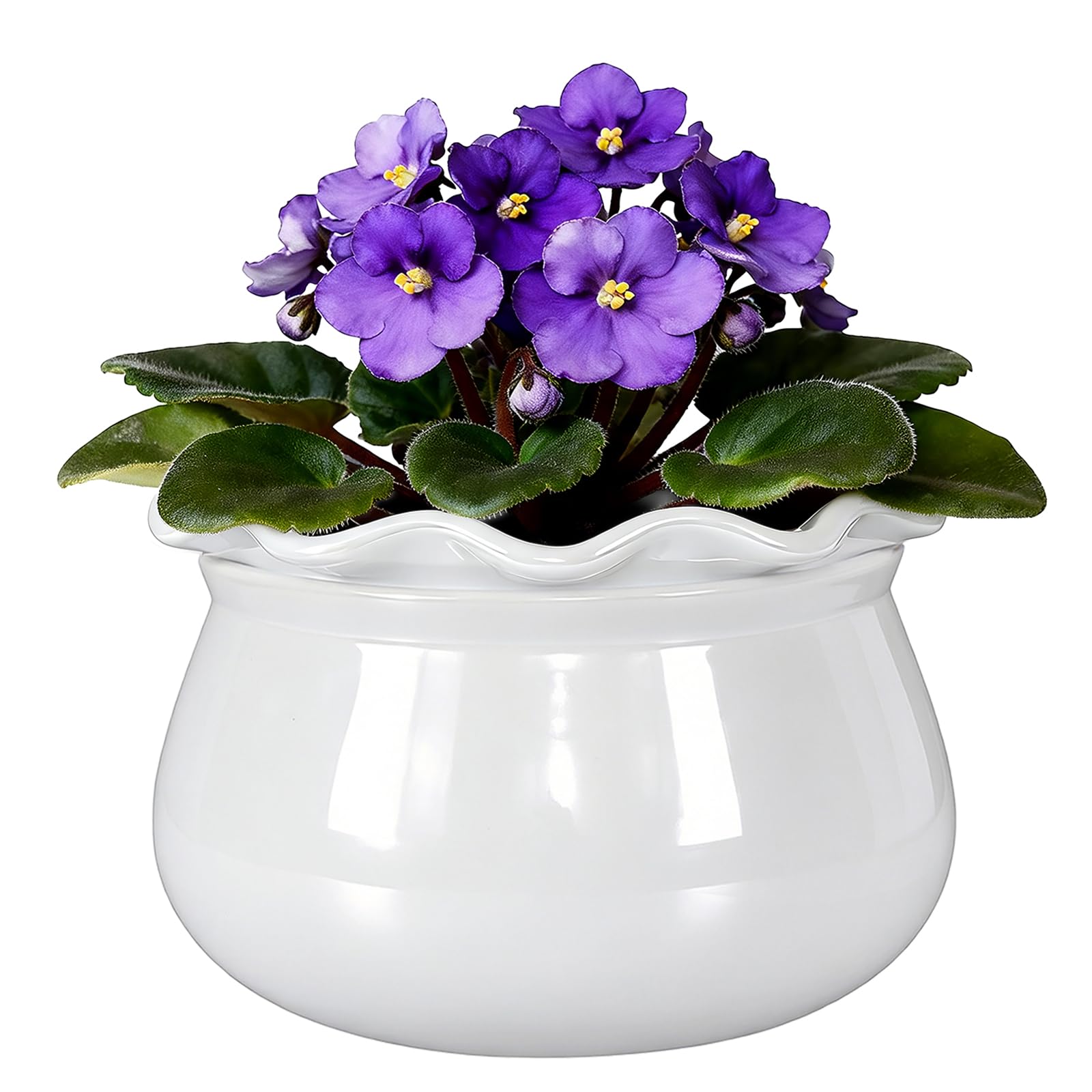 Sanmudecor white planter front view showcasing ruffled edge and elegant appeal