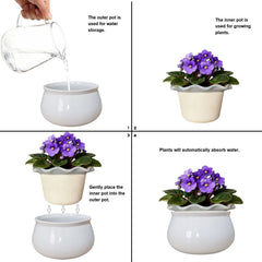 Sanmudecor planter with African violet on windowsill offering consistent moisture
