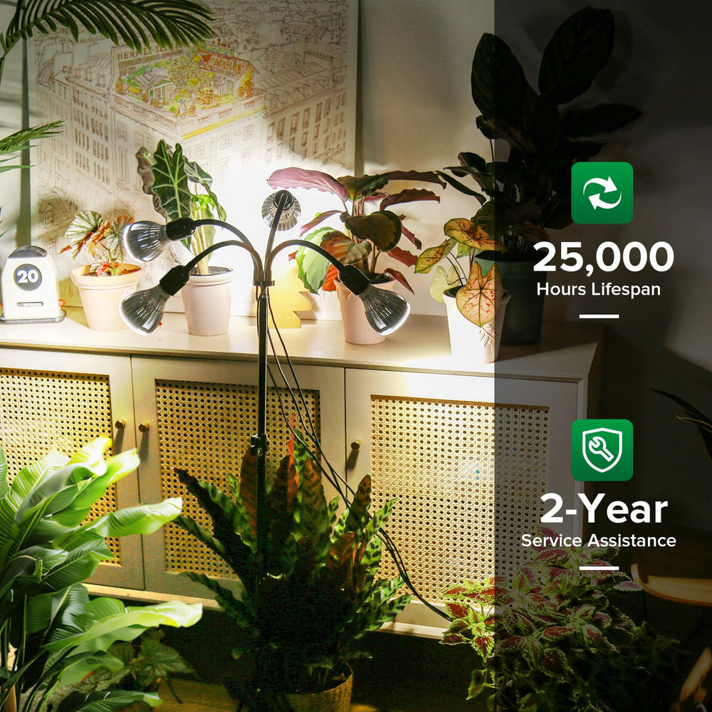 SANSI lamp height scale display showing 35 to 64 inch adjustable range for plants