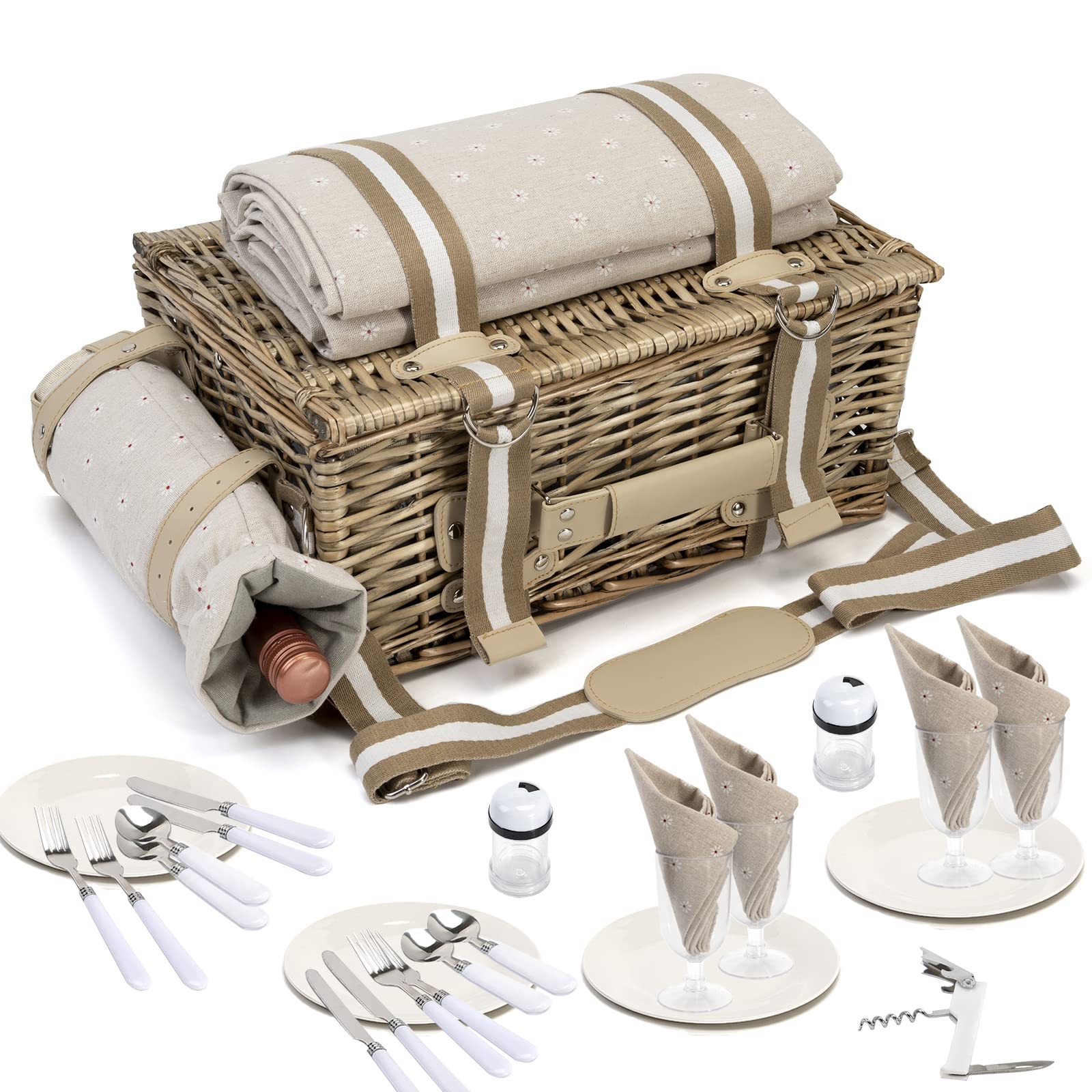 SatisInside waterproof blanket spread out on grass protecting from damp ground during outdoor meals