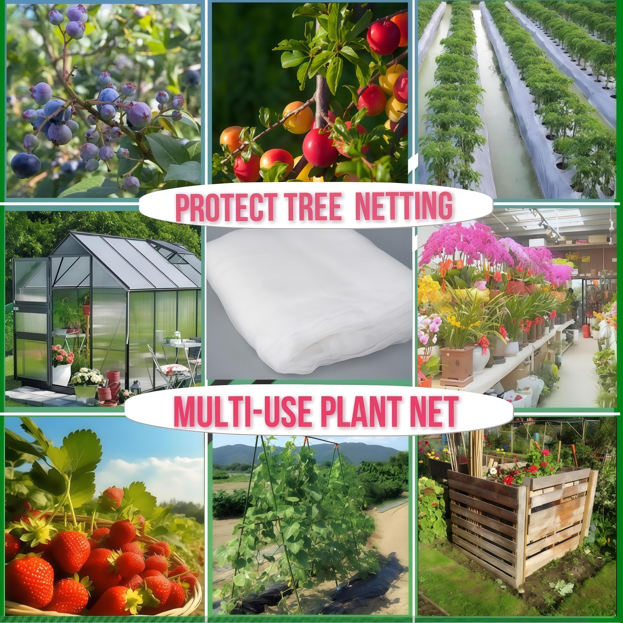 SATOCVAY garden scene with several plants protected demonstrating multi-use benefit