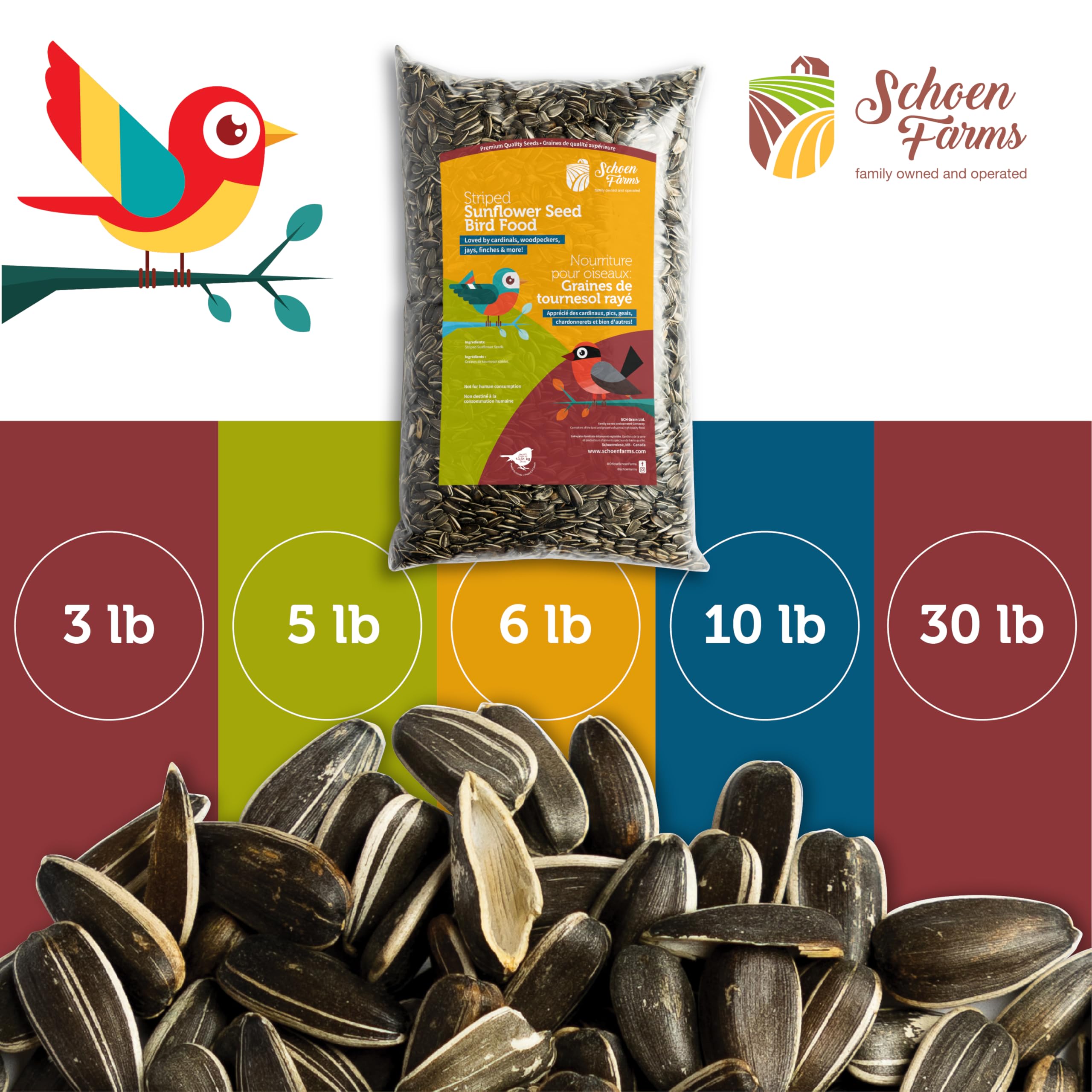 Schoen Farms open bag with visible seeds, clean and ready
