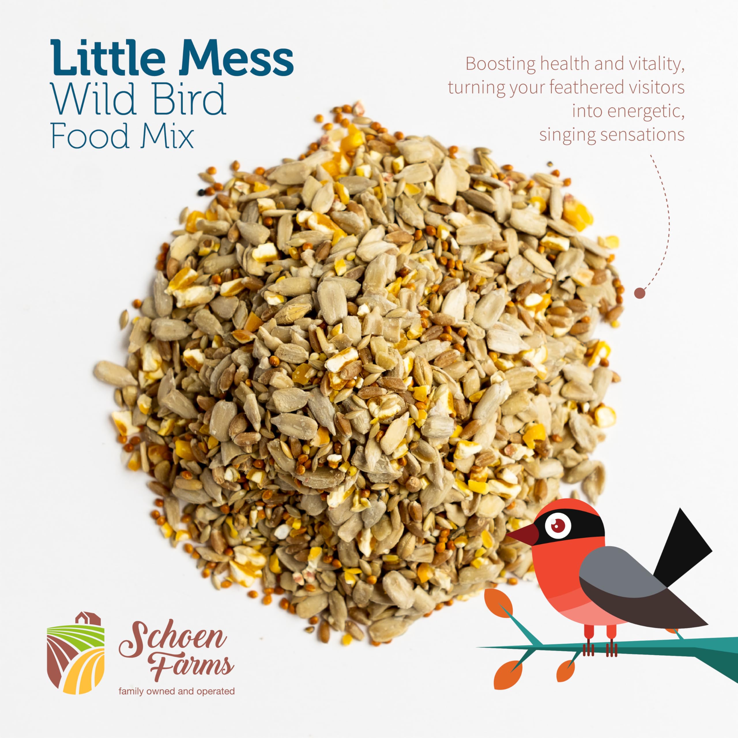 Schoen Farms sunflower hearts detail illustrating high energy seeds benefit
