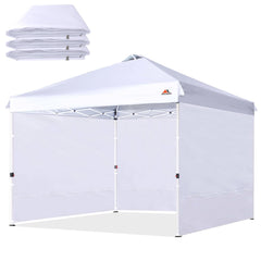 SCOCANOPY three white panels front view showing neat packaging and instant shelter benefit