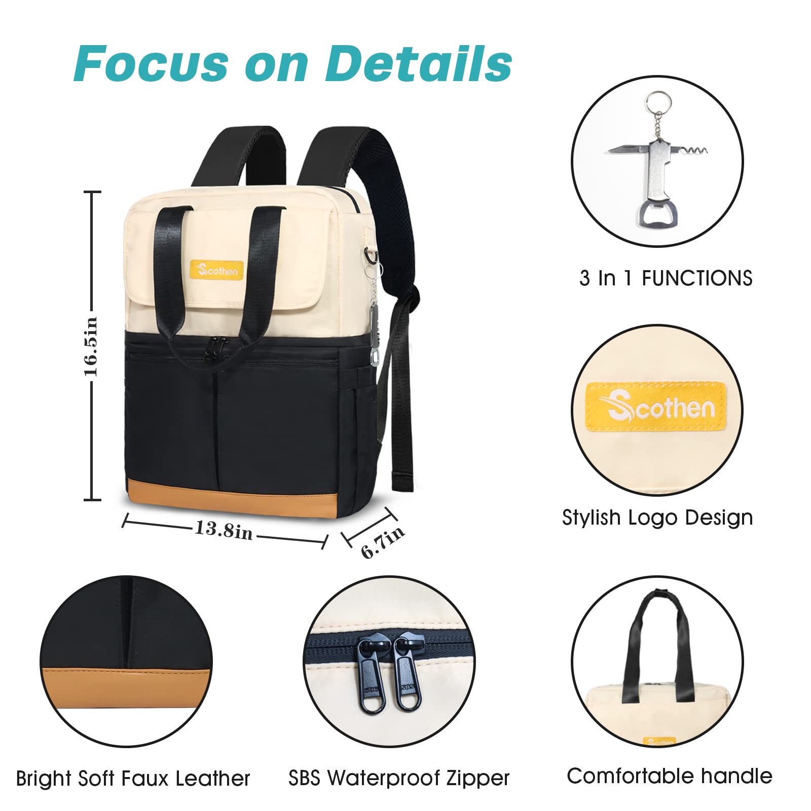 Scothen side pocket with bottle showing quick-access storage benefit