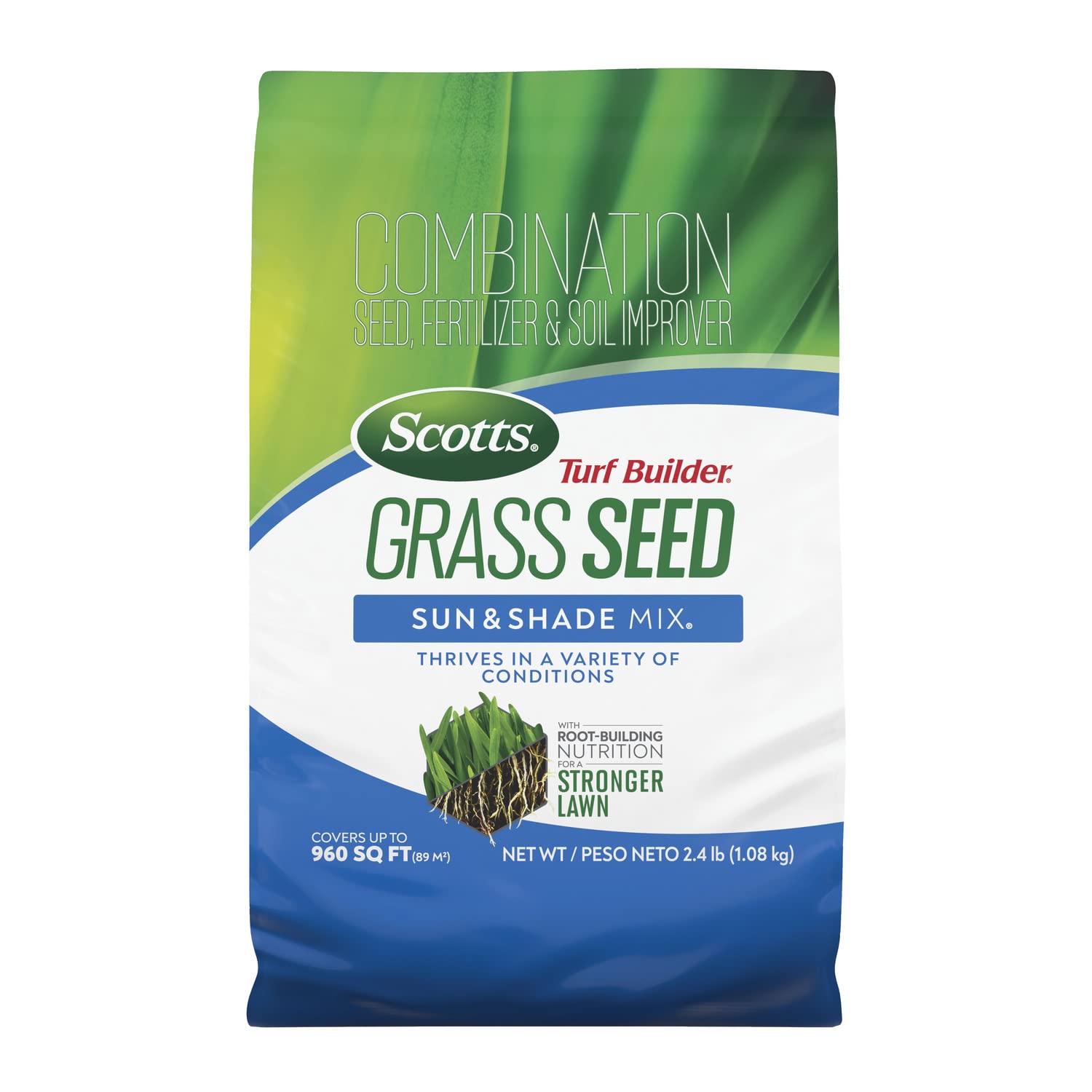 Scotts bag front packaging showing product and coverage benefit