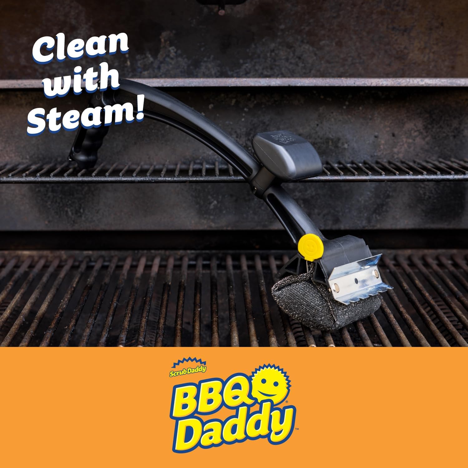 Scrub Daddy close-up of FlexTexture head highlighting cleaning power and steam action